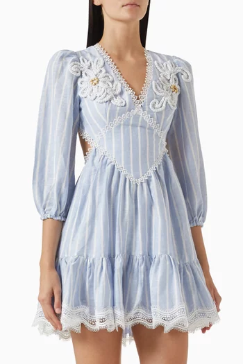 Marine Open-back Mini Dress in Linen Blend