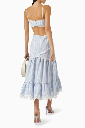 Marine Cut-out Midi Dress in Linen-blend