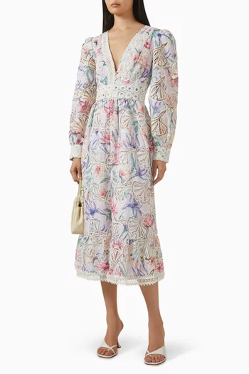 Amaryllis Embroidered Midi Dress