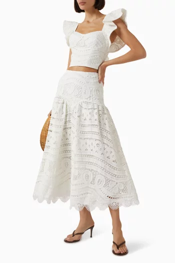 Rythmic Midi Skirt in Lace