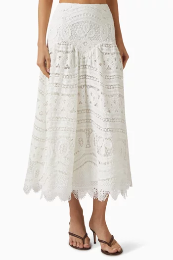 Rythmic Midi Skirt in Lace
