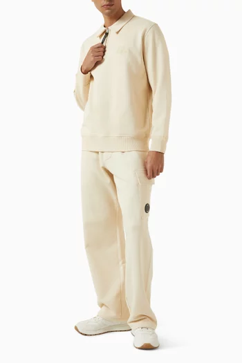 سويت شيرت بسحّاب قصير صوف بارز بحياكة مائلة