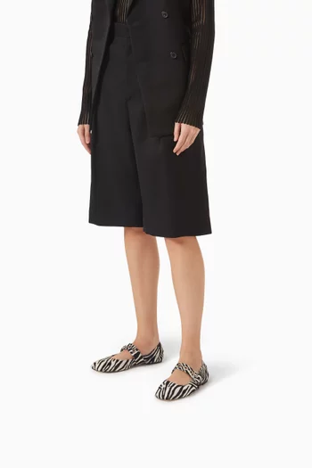 Uma Eyelet Ballerinas in Zebra Ponyhair