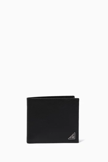 Triangle Logo BiFold Wallet in Saffiano Leather