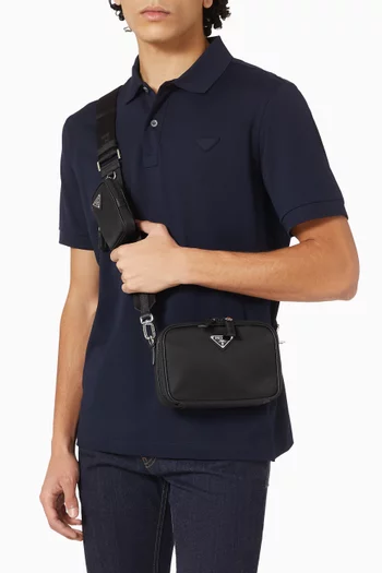 حقيبة كروس بريك نايلون معاد تدويره وجلد