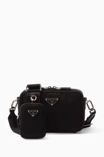 حقيبة كروس بريك نايلون معاد تدويره وجلد