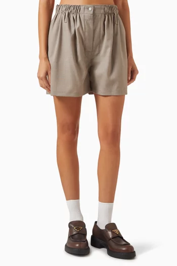 Elastic-waist Shorts in Virgin Wool