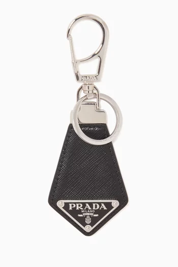 Saffiano Leather Logo Key Ring