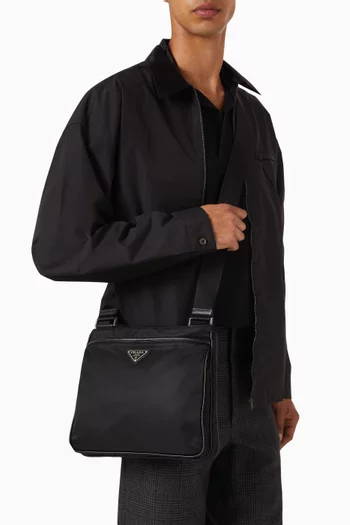 Crossbody Bag in Re-Nylon & Saffiano Leather