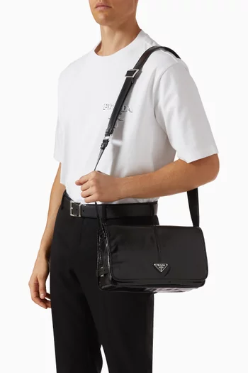 Triangle Logo Shoulder Bag in Soft Leather