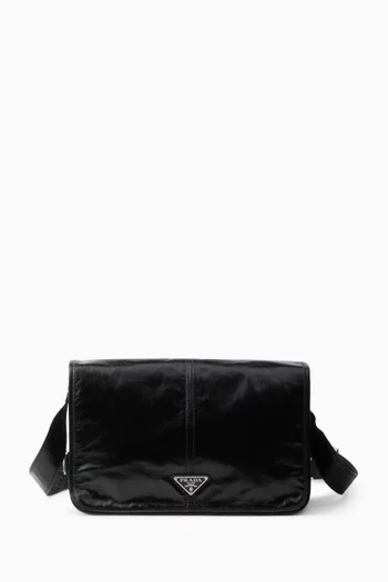 Triangle Logo Shoulder Bag in Soft Leather