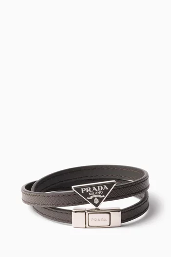 Double Logo Bracelet in Leather