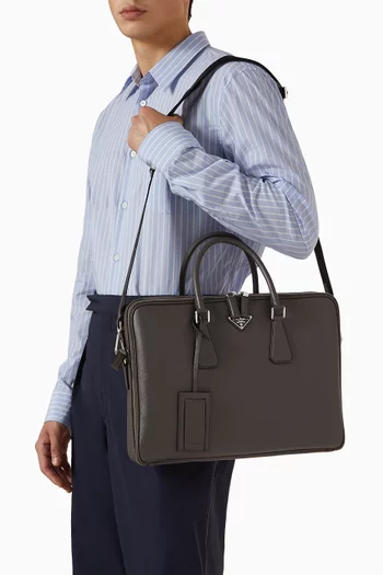 Briefcase in Saffiano Leather