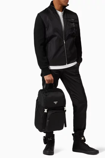 Triangle Logo Backpack in Nylon & Saffiano Leather