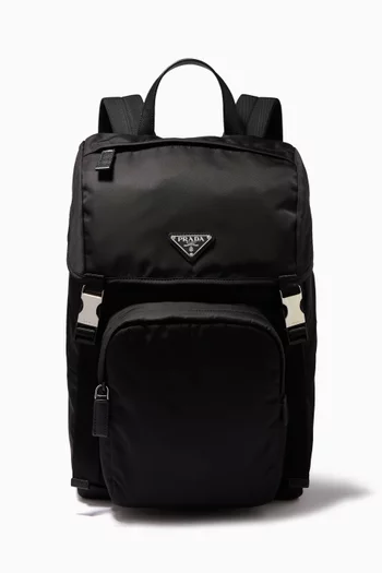 Triangle Logo Backpack in Nylon & Saffiano Leather