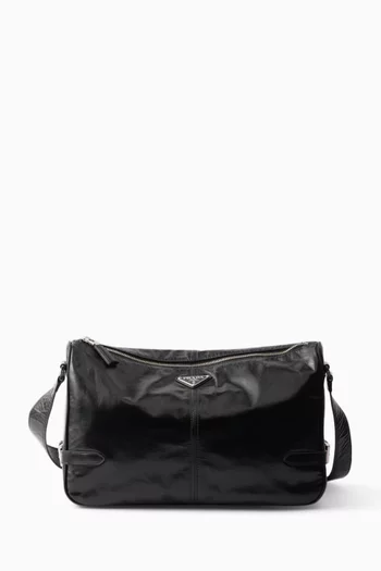 Triangle Logo Shoulder Bag in Leather