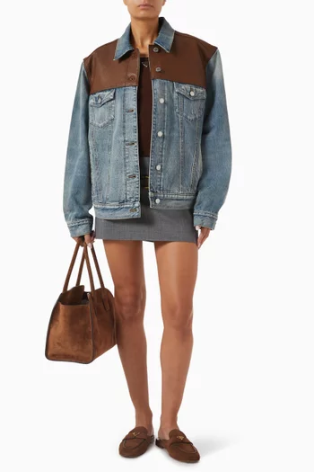 Blouson Jacket in Denim & Leather