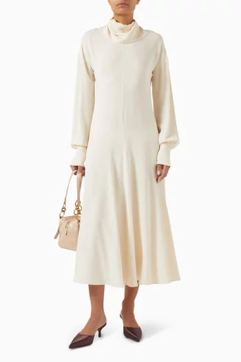Broadcloth Midi Dress in Silk