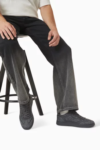 Dice T-Toe Sneakers in Leather & Denim