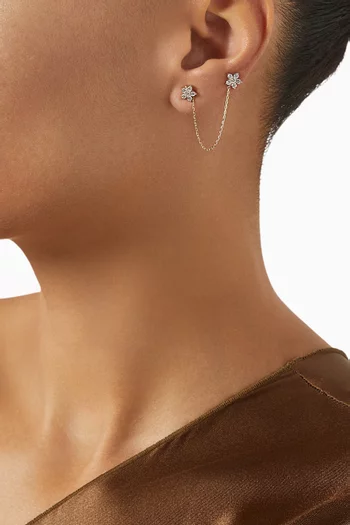Double Fairy Flower Single Earring in 18kt Gold