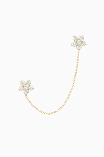 Double Fairy Flower Single Earring in 18kt Gold