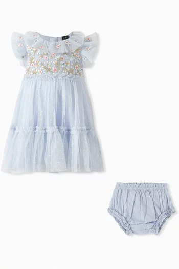 Antoinettes Floral Bodice Dress & Bloomers Set