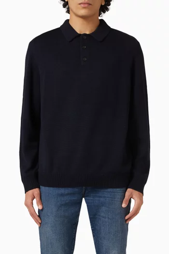 Knitted Polo Shirt in Wool-cotton Blend