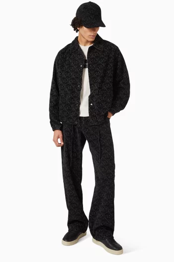 جينز بنقشة شعار الماركة بالكامل دينم