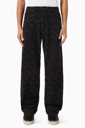 جينز بنقشة شعار الماركة بالكامل دينم