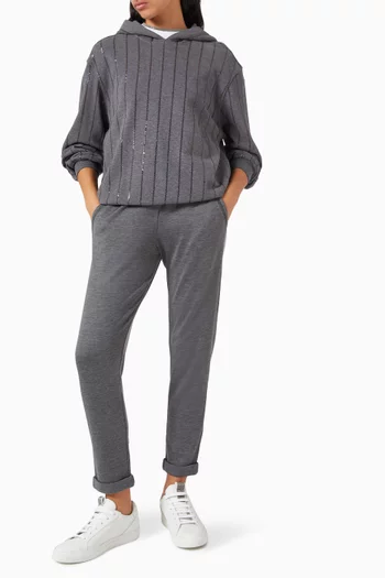 Sequin-embellished Hoodie in French Terry