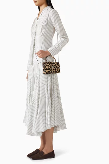 حقيبة كيرا ميني بيد علوية ونقشة جلد الفهد شمواه جلد عجل