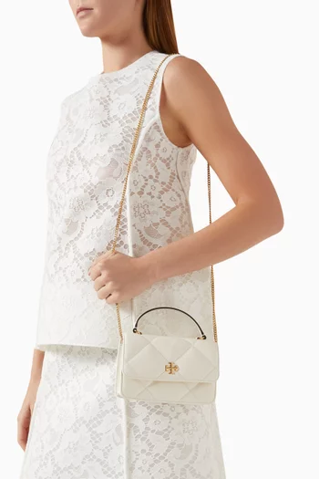 Mini Kira Diamond Quilt Top-handle Bag in Nappa Leather