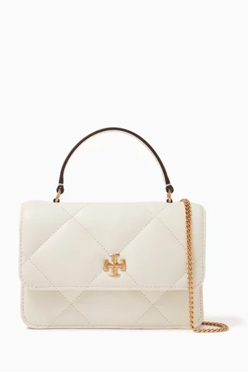 Mini Kira Diamond Quilt Top-handle Bag in Nappa Leather