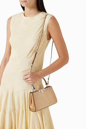 حقيبة ساتشل الينور ميني جلد بنقشة جلد التمساح