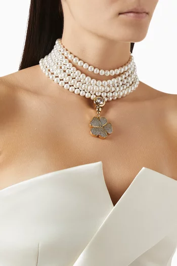 Harley Clover Charm Pearl Necklace