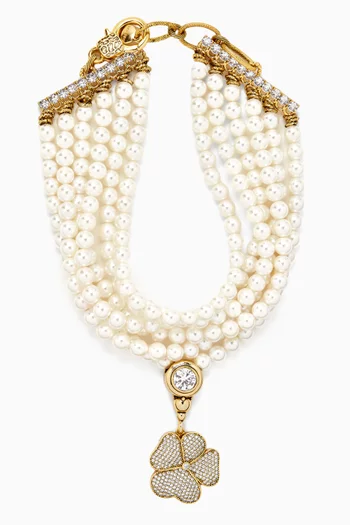 Harley Clover Charm Pearl Necklace