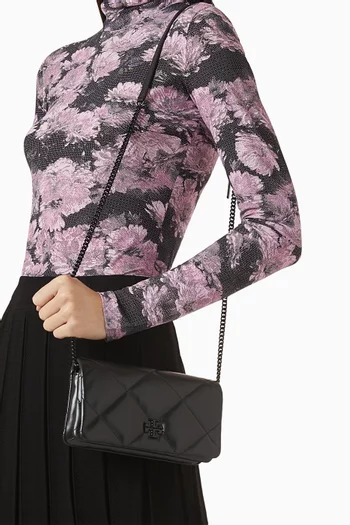 Kira Diamond Quilted Chain Wallet in Leather