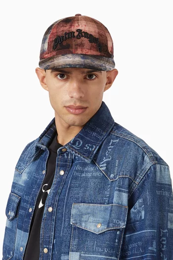 Check Logo-embroidered Baseball Cap in Canvas