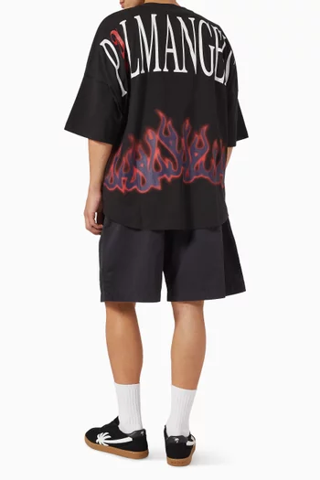 Flames-print Oversized T-shirt in Cotton