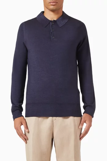 Polo Sweater in Linen Knit