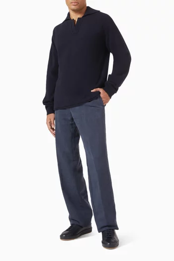 Polo Sweater in Linen Knit