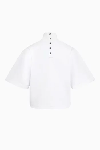 Ribbed High-neck Top in Cotton-jersey