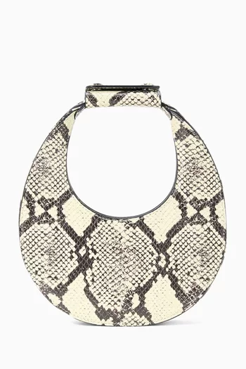 Good Night Moon Bag in Snake-embossed Leather