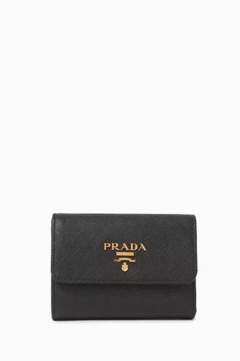 محفظة صغيرة جلد سافيانو بشعار الماركة