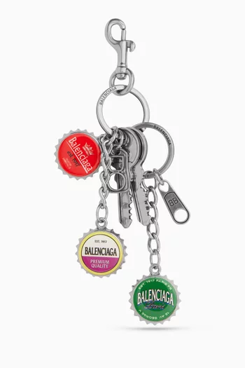 Bottle Cap Keychain in Silver-tone Brass
