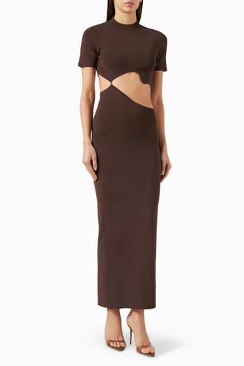 فستان ماباراديتا لاتيس طويل بفتحات منفصلة جيرسيه