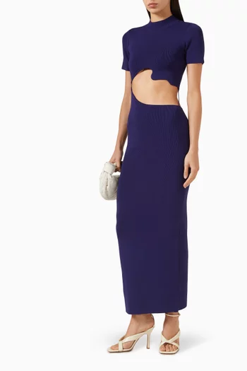 فستان ماباراديتا لاتيس طويل بفتحات منفصلة جيرسيه