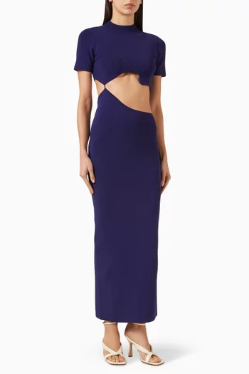 فستان ماباراديتا لاتيس طويل بفتحات منفصلة جيرسيه