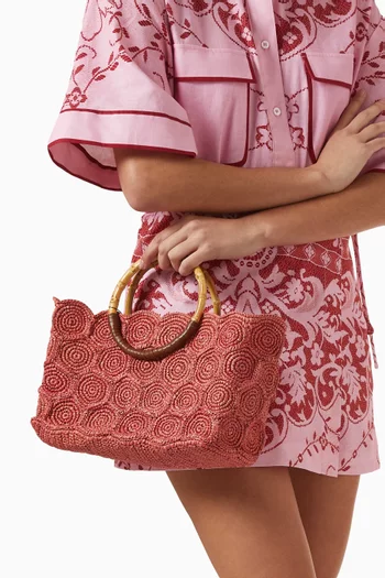 Scalloped Tote Bag in Toquilla Straw