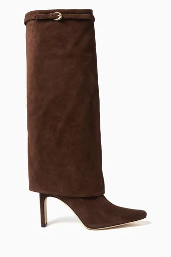 Wally 90 Foldover Boots in Suede